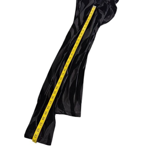 JLUXLABEL Womens High Waisted Wide Leg Zebra Print Velvet Pant, Black, Small - Picture 6 of 8